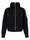 Sacai Black Sponge Sweat X Nylon Twill Hoodie In Black