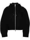Sacai Logo-appliqué Cropped Hoodie In Black