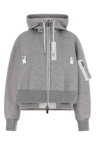 Sacai Classic-hood Zipped Jacket In Gray