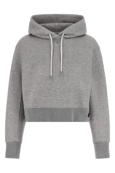 Sacai Sponge Cropped Hoodie In Gray