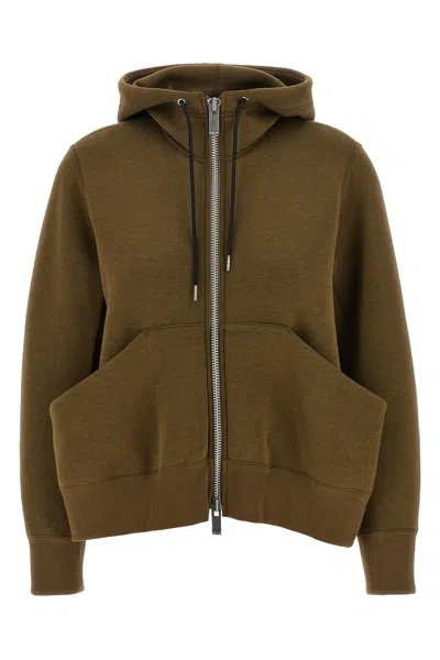Sacai Long Sleeve Sweatshirt In Brown