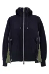 Sacai Sponge Sweat X Nylon Twill Hoodie In Blue