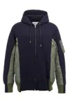 Sacai Sponge Sweat X Nylon Twill Hoodie In Black