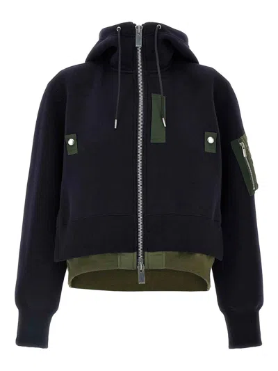 Sacai Sponge Hoodie In Blue