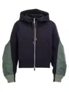 Sacai Nylon Twill X Sponge Sweat Hoodie In Multicolor