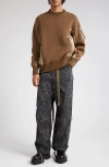 Sacai Sponge Sweat X Nylon Twill Crewneck Sweatshirt Dark Beige In D/beigexd/beige