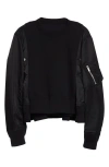 Sacai Sponge Mixed Media Sweatshirt In Black