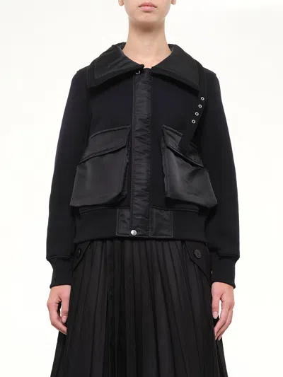 Sacai Sponge Sweat Blouson In Black