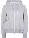 Sacai Sponge Zip-front Pocket Hoodie In Gray