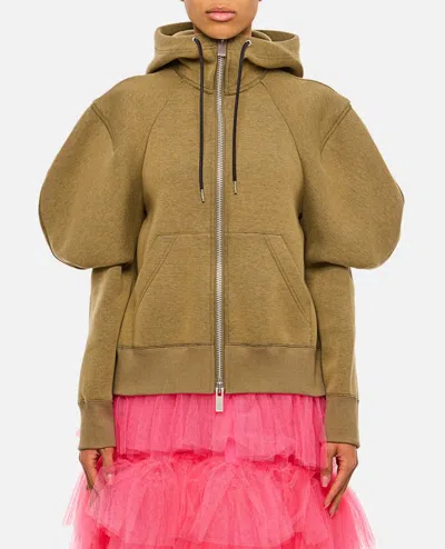 Sacai Sponge Sweat Hoodie In Beige