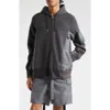 Sacai Sponge Sweat Mixed Media Zip Hoodie In C/ Grayc/ Gray 339