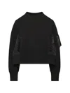 Sacai Sponge Sweat X Nylon Twill Pullover In Black