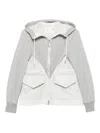 Sacai Sponge Sweat Panelled Zip-up Hoodie In Gray