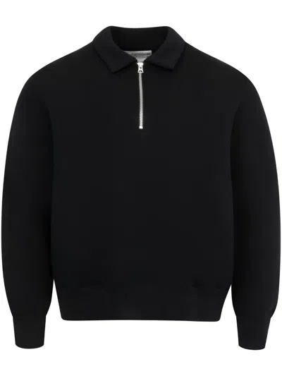 Sacai Sponge Sweat Polo Shirt In Black