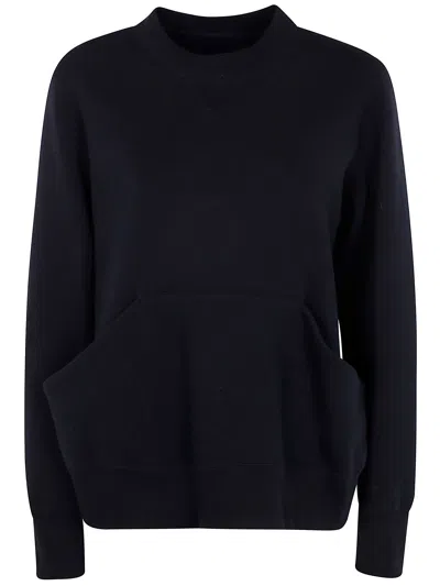 Sacai Sponge Sweat Round Neck Pullover In Black