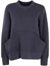 Sacai Kangoroo-pocket Cotton Sweatshirt In Blue