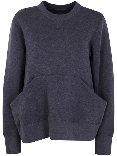 Sacai Sponge Sweat Round Neck Pullover In Blue