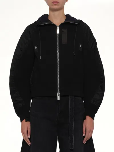 Sacai Sponge Sweat Twist Hoodie In Black