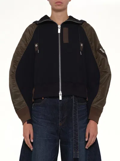 Sacai Sponge Sweat Twist Hoodie In Blue