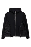 Sacai Sponge Sweat X Nylon Twill Hoodie In Black