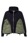 Sacai Sponge Sweat X Nylon Twill Hoodie In Black