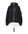 Sacai Sponge Sweat X Nylon Twill Hoodie In Black