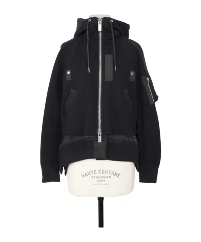 SACAI SPONGE SWEAT X NYLON TWILL HOODIE