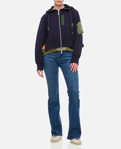 SACAI SPONGE SWEAT X NYLON TWILL HOODIE