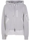 Sacai Sponge Sweat X Nylon Twill Hoodie In Gray