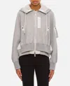 Sacai Sponge Sweat X Nylon Twill Hoodie In Grey