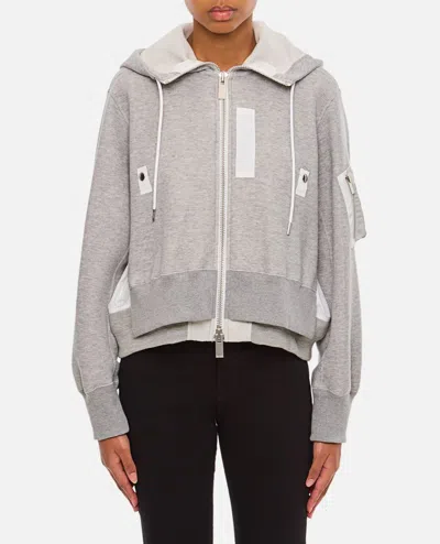 SACAI SPONGE SWEAT X NYLON TWILL HOODIE