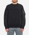 Sacai Mens Black X Black Crewneck Long-sleeves Cotton-jersey Blend Sweatshirt Xs In Black