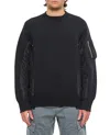 Sacai Mens Black X Black Crewneck Long-sleeves Cotton-jersey Blend Sweatshirt Xs In Black