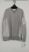 Sacai Knitted-panels Sweatshirt In Grey
