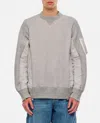 Sacai Knitted-panels Sweatshirt In Grey
