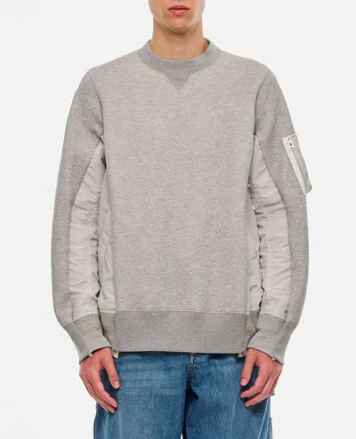 SACAI SPONGE SWEAT X NYLON TWILL PULLOVER