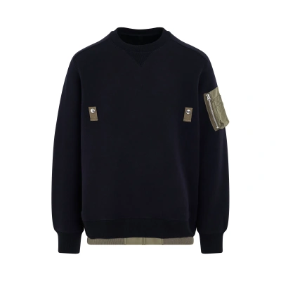 Sacai Sponge Sweat X Nylon Twill Sweatshirt In Black