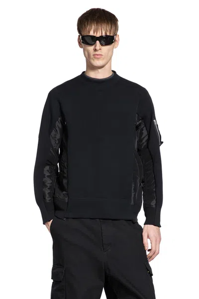 Sacai Sponge Sweat X Nylon Twill Sweatshirt In Black