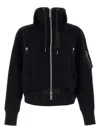 Sacai Black Sponge Sweat X Nylon Twill Hoodie In Black