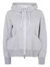 Sacai Sponge Zip-front Pocket Hoodie In Gray