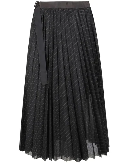 Sacai Spun Organza Skirt In Black