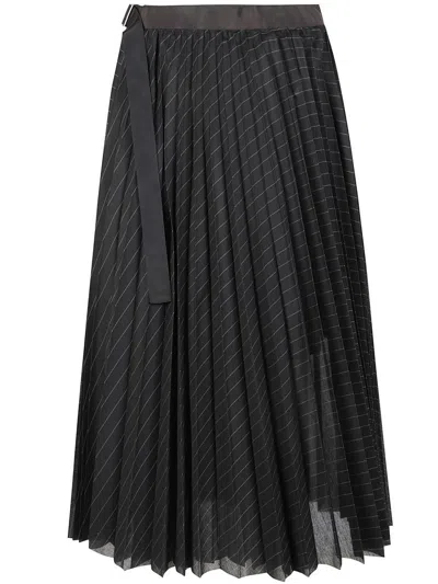 Sacai Spun Organza Skirt Clothing In Black