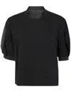 Sacai Spun Organza X Cotton Jersey T-shirt In Black