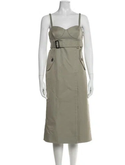 Pre-owned Sacai Square Neckline Midi Length Dress In Green