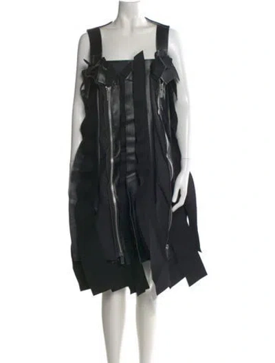 Pre-owned Sacai Square Neckline Mini Dress In Black