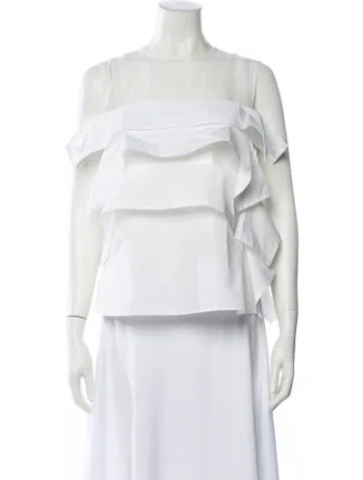 Pre-owned Sacai Square Neckline Sleeveless Blouse In White