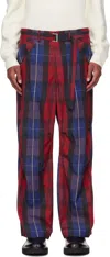 Sacai Ssense Exclusive Red Plaid Cargo Pants In 751 Red