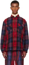 SACAI SSENSE EXCLUSIVE RED PLAID SHIRT