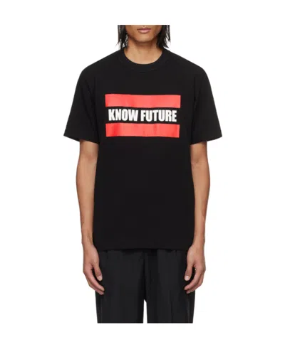 Sacai Stamped-detail Cotton T-shirt In Black