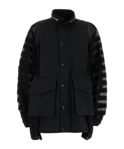 SACAI SACAI STAND-UP COLLAR PANELLED JACKET